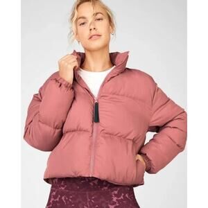 Fabletics Wander Cropped Puffer Jacket Coat Womens XS Cherry Mocha